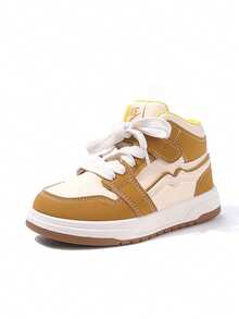 Children's White Sneakers With Hook And Loop, New Style For Spring And Autumn, Sports And Casual Shoes, Lightweight, Suitable For Boys And Girls Students, Versatile Children's Shoes