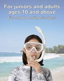 Reef Tourer Adult Single-Window Mask & Snorkel Set, Semi-Dry Top, Purge Valve, Panoramic Wide View Tempered Glass Lens, Snorkeling Gear For Ages 10+ With Reusable Travel Mesh Bag, RC0105 - White - View 2