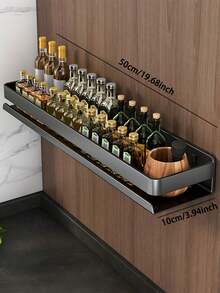 Kitchen & Bathroom Storage Rack, Aluminum Alloy Material, Sturdy And Rust-Proof, Suitable For Kitchen, Bathroom, Balcony, Space-Saving, Two Installation Options, No-Drill - Black - View 17