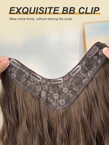 Clip In Hair Extensions V-Shaped Black Brown 24 Inch Long Water Wave Wavy Heat Resistant Fiber Synthetic Hairpiece For Women Girls Party Daily Use - Mocha Brown - View 6