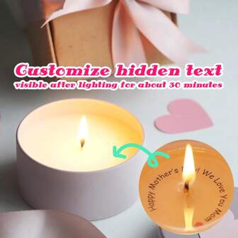1pc Customized Decorative Candle, Tin Candle, Holiday/Birthday Gift Candle, Customized Candle/Hidden Message/Blessing/Text Candle, Customized Surprise Candle, Suitable As Party/Wedding Favor/Graduation Gift, Customized Unique Anniversary/Birthday/Holiday/Halloween/Christmas/Thanksgiving/Teacher's Day, New Year, Home Decor