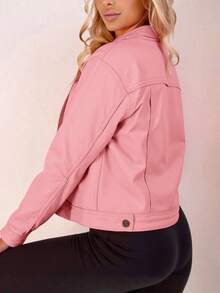 Chamarra mezclilla dama mujer casual día noche fiesta trendy original moderna sexy juvenil femenina oficina trabajo formal surprise jeans - Rosa - Ver 2