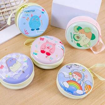 Creative New Tin Cartoon Coin Purse, Adorable Round Earphone Cable & Key Storage Box, Perfect Gift For Children And Students, Ideal For Birthdays, Back To School, And Holiday Celebrations, Fun And Functional Accessory For Organizing Small Essentials, Design For Kids, Lightweight And Portable, Great For Everyday Use And Travel, Unique And Stylish Storage Solution, Must-Have Item For Young Trendsetters, Versatile And Practical Gift Choice For Any Occasion