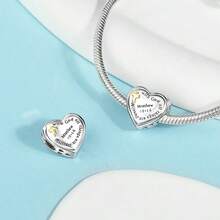 1 pieza Colgante con cruz y corazón plateado en plata de ley 925, adecuado para pulsera, collar DIY y uso diario de mujer