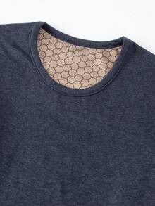 2pcs Men's Thermal Underwear Set, Crew Neck Top + Pants, Autumn/Winter