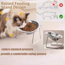 1pc Stainless Steel Cat Ear Shaped Elevated Pet Bowl, Universal For Cats & Dogs, Easy To Clean, Shatter-Resistant, Protects Pet Neck, Food Bowl