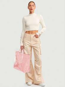 Stylish PVC Tote Purse For Women - Classy  Handbag, Elevate Your Outfit With This Fashion Bag - 珊瑚粉 - 查看 4