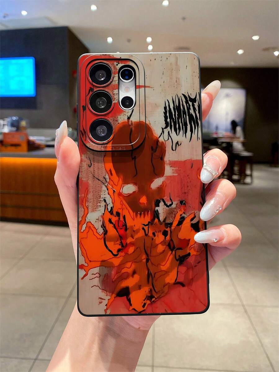 1 件深色哥特风格血溅骷髅图案彩绘亮面黑色 TPU 材质手机壳，适用于 、OPPO、Vivo 和其他 Android 机型，可作为礼物送给男朋友/女朋友 - 彩色 - 查看 1