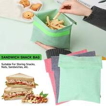 Bolsa de almacenamiento de sándwiches reutilizable con forro de TPU, bolsas de snacks con , lavables, impermeables y seguras para alimentos. - Rosa - Ver 1
