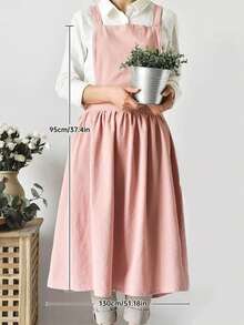 1 件简约法式复古艺术风格围裙，适合花店和咖啡师，适合所有季节家庭厨房、户外露营和野餐、咖啡 - 彩色 - 查看 5