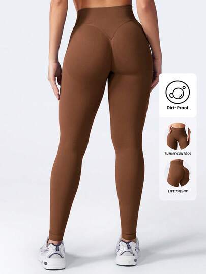 Yefecy Mallas acanaladas de talle alto con costura en forma de Y para mujeres - Mallas opacas suaves con control de abdomen y levantamiento de glúteos, aprobadas para sentadillas, para correr, ciclismo, yoga, pickleball, ejercicio y uso casual