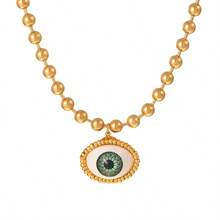 1Pc Western Cowboy Stylish Copper Beaded Eyes Cow Head Vegan Loop Chain Printed Scarf Necklace For Parties Music Festivals Out Hip Hop Enthusiasts Cowboy Lovers Wear, 18k Gold Plated Women's Gold Jewelry Halloween Gift(The Eye Pendant Is Secured With Foam Backing, And The Material Of The Eye Pendant Is Resin.) - Gold - View 15