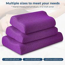 Travel Pillow Memory Foam Pillows, Ergonomic Wave Cervical Neck Pillow For Neck Pain Relief, Compressible Medium Firm Side Sleeper Pillow, Ideal For Camping, Office, Home & Bed (Light Grey, S) - 紫色 - 查看 5