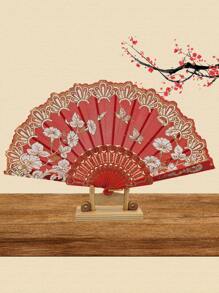 D EXCEED 1Pc Lace Large Folding Hand Fan For Women For Wedding Reception Dance Performance Church Service Party Event Evening - Multicolor - View 8