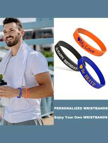 1/3/5/10pcs Customizable Silicone Bracelets - White With Black Text, Sports Bracelet, Bracelet Set, Silicone Bracelet, Fashionable Silicone Bracelet, Bracelet, Cross Silicone Bracelet, Couple Gift. Festive Bracelet Matching, Halloween, Christmas Bracelets, Party Bracelets, Dinosaur Bracelets, Inspirational Silicone Bracelets, Friendship Bracelet,Home & Living,Christmas Home Atmosphere,Souvenirs - Multicolor - View 8