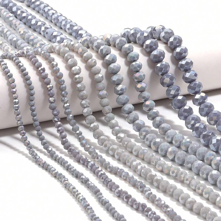 1 件闪亮灰色 AB 色多面算盘水晶扁珠，时尚百搭百搭手工 DIY 串珠散珠，适用于手链、项链、珠宝、时尚珠宝、工艺品、手机挂饰、钥匙扣、装饰品、珠子批发