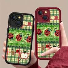 Ladybug Mobile Phone Case, Designed With Quirky Eyes And Playful Antennae, Suitable For IPhone 16, 15, 14, 13, 12 And 11 Pro Models, Made Of TPU Material, And Provides Shockproof Protection. Perfect For Family, Friends, Children, Birthdays, Spring, Holidays, Boyfriends, Girlfriends, And Valentine's Day Gifts. - 白色 - 查看 3