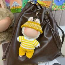 Ropa de muñeca de 6.69 pulgadas, compatible con Labubu, 1 set de decoración - Conjunto de sombrero de cubo, suéter y pantalones de moda, adecuado para muñecas de 6.69 pulgadas, accesorios lindos de BuLabu, para jugar y exhibir (muñecas no incluidas)