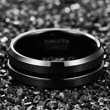 Tungsten Ring For Men Women 4/6/8/10mm Black/Blue/Gold/Rose Gold/Silver Groove Wedding Bands Beveled Edges Engraved I Love You Size 4 To 17
