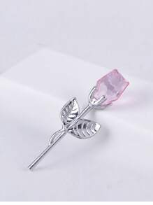 1pc Crystal Red Rose Gift With Silver Leaf Infinity Flower|Handmade Wrapped|Thanksgiving/Wedding/Anniversary/Valentine's Day Gift For Her - Multicolor - View 10