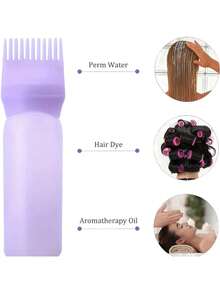2 pièces Applicateur de peigne à racines, Applicateur de teinture capillaire, Applicateur d'huile capillaire noire, avec échelle, Outils de coiffure Accessoires capillaires - noir - Voir 8