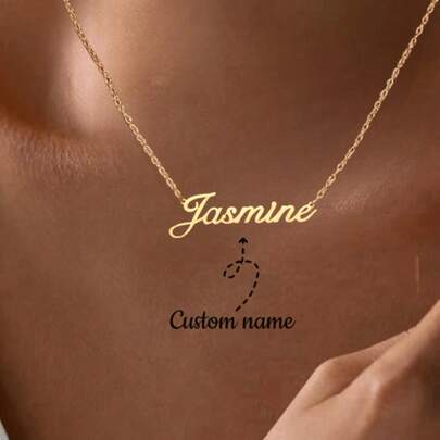 1pc Personalized Minimalist DIY Name Necklace Stainless Steel Choker Accessory (English Name Only), Fashion, Autumn Style, Retro, Minimalist, Soccer Mom, Casual, Vintage Custom, Personalized, Wedding Anniversary, School Supplies, Teens, Middle School, High School, College, Freshman, Sophomore, Lower Grade Students,Back To School Fashion ,Forever Love