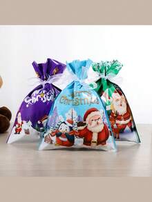 Christmas Gift Bags, New Gift Wrapping Drawstring Bags, Christmas Decoration Bags, Christmas Tree Decor Candy Bags, Drawstring Bags, Foil Bags, Candy Packaging Gift Bags, Christmas Eve Candy Bags, Packaging Bags, Gift Bags, Christmas Decoration, Christmas Gifts, Suitable For Gift Wrapping, Candy Packaging, Christmas Decoration, Holiday Decoration