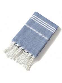 1 Stück Türkisches Handtuch, gestreiftes Mikrofaser Strandtuch für Camping Schwimmen Reisen, schnelltrocknend, multifunktionales Quasten-Geschirrtuch, nicht klebrig am Sand, leichtes Strandtuch für Beauty Salon, Zuhause, Badezimmer, Dusche, Handtücher für Beauty Salon, Hotel, Sport, Zuhause Essentials, Handtuch, Hautpflege Badetuch