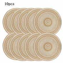 6 Stücke/8 Stücke/10 Stücke hitzebeständige Topflappen, schützen Ihre Tischplatte vor hoher Temperatur, einfach zu tragen für Zuhause, Outdoor-Picknick, Restaurant, Küche, Juteuntersetzer für Hochzeit, Party, Tischdekoration, Küchentextilien, Heimdekoration, Geburtstagsfeier, Partytischware-Schutz, rutschfeste runde Untersetzer