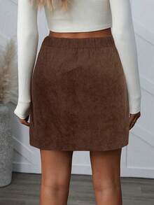 Plus Size Solid Color Mini Skirt, Autumn/Winter