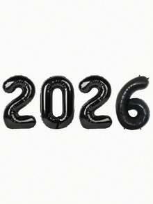 4 件/套 2026 数字铝箔气球套装，新年气球，适用于派对装饰、节日家居装饰、新年派对装饰、室内外装饰、家庭聚会、庆祝装饰、圣诞节 - 彩色 - 查看 11