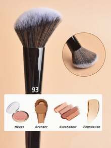 1支专业斜角粉底刷，适用于液体、膏状和腮红，柔软浓密的尼龙刷毛，木质手柄，无香型，长柄美妆工具，93#歌舞伎刷头，节日必备礼物，粉底刷、遮瑕刷、腮红刷、修容刷、腮红刷、古铜粉刷、散粉刷、粉底刷、腮红刷、赠品 - 黑色 - 查看 2