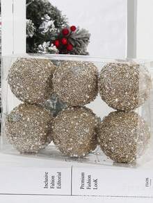 6件套圣诞装饰闪光泡沫挂件，适用于圣诞树、家居、婚礼、节日、派对装饰，圣诞家居装饰，圣诞礼物，圣诞装饰品