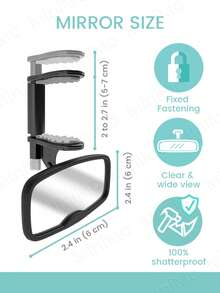1PC Baby Car Mirror Adjustable Clip Child Observation Mirror Convex Lens With Wide Field Of View Shatter-Proof Mirror - Black - View 4