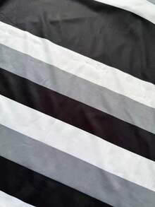 Plus Size Women's Fashion Two-Piece Suit, Round Neck Short-Sleeved Top And Shorts Set, Striped Print Short-Sleeved Shorts Two-Piece Suit - 黑色 - 查看 3