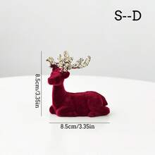 1/4 Stücke Weihnachts-Rentier-Ornamente, Weihnachtsbaum-Anhänger, weinrote Samt-Elch-Dekoration, Weihnachtsdekoration, Heimdekoration
