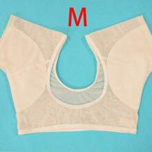 1 Solid Color Underarm Sweat Pad Vest, Washable And Reusable Mesh Breathable Quick Drying Anti Sweat Short Sleeved Women(L) Summer Cooling,Beach,Travel