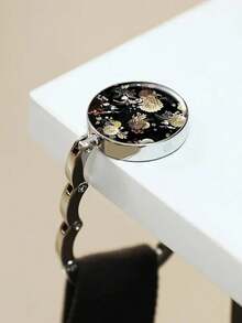 1pc Vintage Floral Desktop Hanging Purse Hook - Foldable Wallet Hanger With Secure Metal Clip, Portable Restaurant, Bar, Home Decor Table Bag Holder - Unique Gift For Women