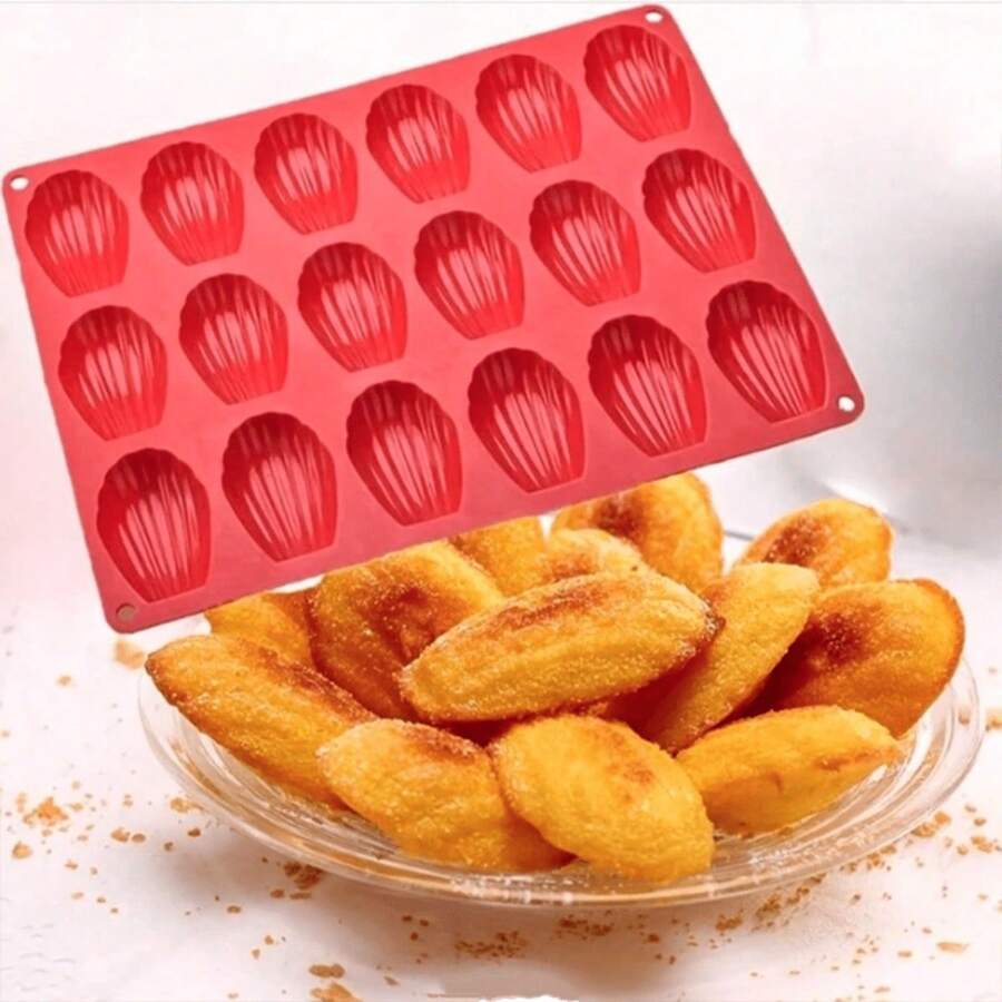 Madeleine Mold Cake Pan, 18-Cavity Non-Stick Spherical Shell Madeline Bakeware For Oven Baking, Cake Silicone Baking Pan Mould Bakeware Tools, Random Color - Multicolor - View 1