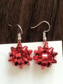 2pcs Fashionable Personalized Ribbon, Star & Planet Design Women's Earrings, Christmas Accessory