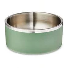 Large Double Wall Stainless Steel Dog Bowl With NonSkid Rubber Ring, Sage Green - Medium - View 1