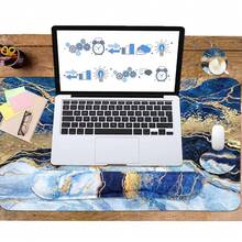 Large Keyboard Mouse Pad Set, Extended Mouse Pad+Keyboard Wrist Rest Support, Memory Foam Ergonomic Easy Typing, 4Pcs (35.4*15.9 In) Desk Pad Set For Home Office Study Game - Colorful-671326 - BlueGoldMarble - View 6