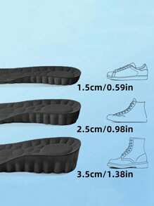 1 Pair Black EVA Cushioned Full-Length Insoles, Comfortable Hidden Height Increase Insoles For Sports, Office, Daily Wear, Suitable As Halloween, Christmas, Holiday Gifts - Black-1.5cm - View 2