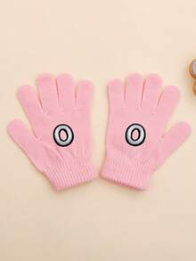 1 Pair Baby Girl Pink Letter Pattern Gloves, Fashionable & Cute, Soft & Warm, Suitable For 1-3 Years Old Girls Everyday Use In Autumn/Winter - Pink - View 19
