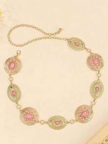 1pc Antique Silvery Concho Belt Western Style Turquoise - A - View 10