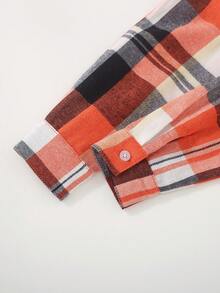 Young Boy Plaid Print Long Sleeve Single-Breasted Casual Shirt, Autumn