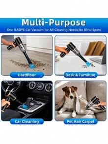 这款车载吸尘器礼盒套装包含一台6000PA吸尘器和7个配件。这款强大的无线吸尘器适用于汽车和家居，拥有强大的吸力和防护功能，电池强劲，吸力强劲。