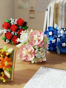 Creative Flower Bouquet Building Blocks, Adult DIY Assembly Block Set, Home And Office Desk Decor Display Model, Handmade Style Decoration, Leisure Hobby Gift, High Density Blocks, Holiday Gift, Father's Day Gift, Mother's Day Gift, Wedding Gift, Wedding Decor, Graduation Gift