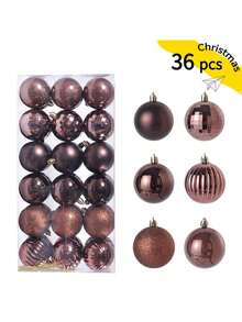 36pcs/Set Christmas Balls Set - Assorted Styles, Plastic Hanging Decorations For Christmas Tree, Bohemian Style, Ideal For Thanksgiving, Christmas Decorations, Scene Decor, Festivals Decor, Room Decor, Home Decor, Offices Decor, Theme Party Decor, Christmas Decor, Christmas Balls Winter Christmas Decorations Home Christmas Gifts Christmas Decor