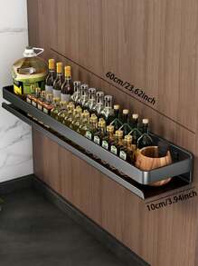 Kitchen & Bathroom Storage Rack, Aluminum Alloy Material, Sturdy And Rust-Proof, Suitable For Kitchen, Bathroom, Balcony, Space-Saving, Two Installation Options, No-Drill - Black - View 19